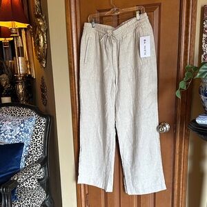 NWT Women’s Athleta Retreat Linen High Rise Wide Leg Drawstring Pants, size L